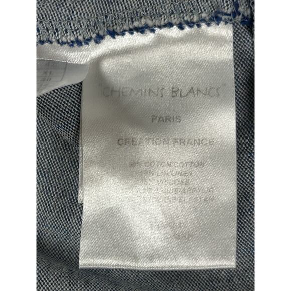 Chemins Blancs Sz 12 heavy chambray womens skirt side zip detail Stockholm Style - Picture 5 of 6